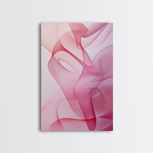 Romantic Pink Abstract Framed Canvas Print Pink Abstract Art Light Pink Wall Art Bedroom Cottagecore Boho Gift Idea