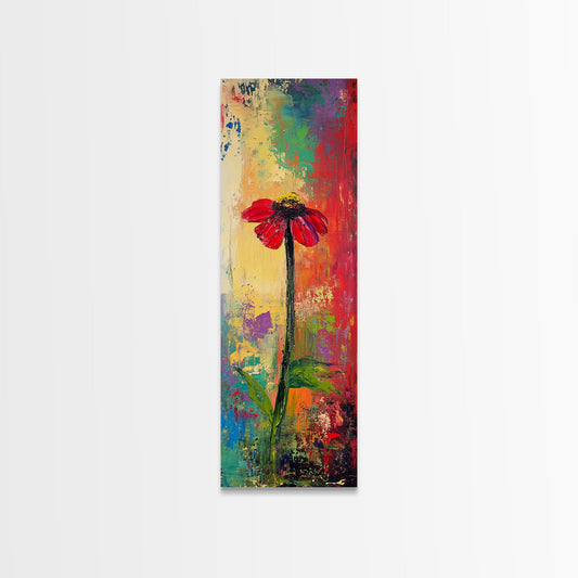 Red Flower, Poppy Wall Art, Wildflower Painting, Colorful Floral Art, Cottagecore Wall Art, Canvas Print, Rustic Wall Art