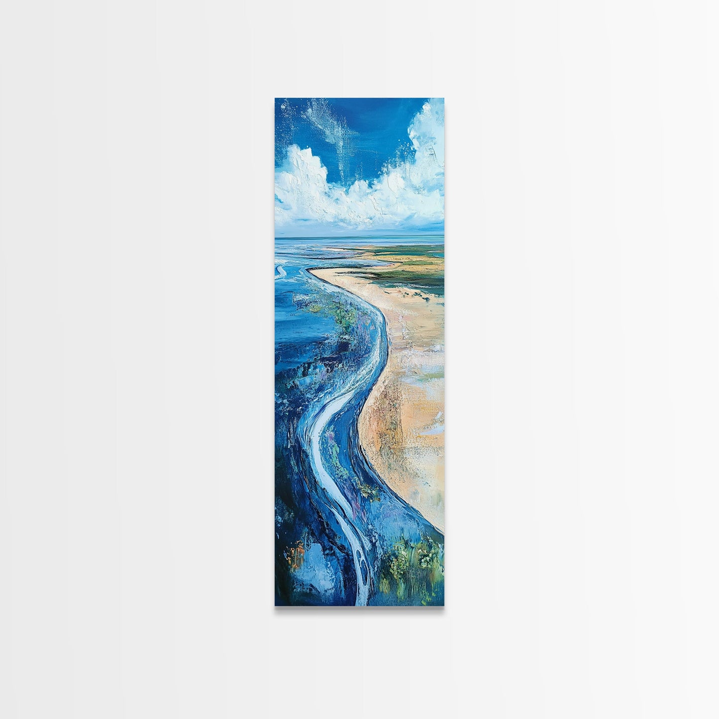 Coastal Shore, coastal landscape art, framed canvas print, Ireland painting, beach art, nautical decor, panoramic painting