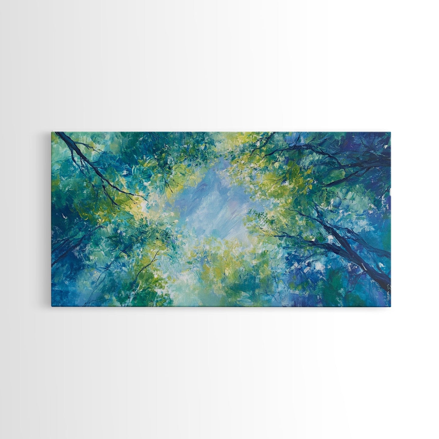 Canopy View, tree painting, green wall art, botanical prints, sage green wall art, whimsical art, Framed Canvas Print, gift idea
