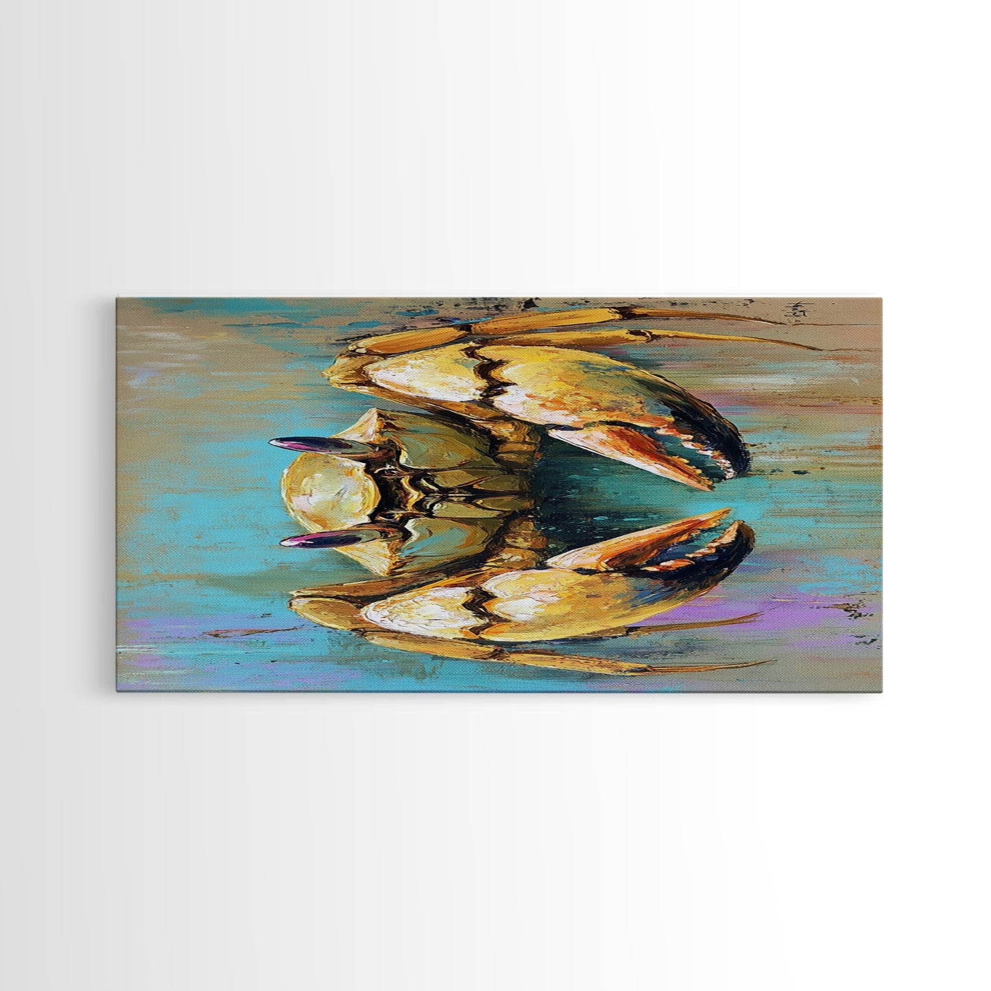 Krabbenbild, Küstendeko, Maritime Wandkunst, Rustikale Kunst, Gerahmter Leinwanddruck, Meereskunst, Strandhauskunst, Kunst mit Meeresmotiven