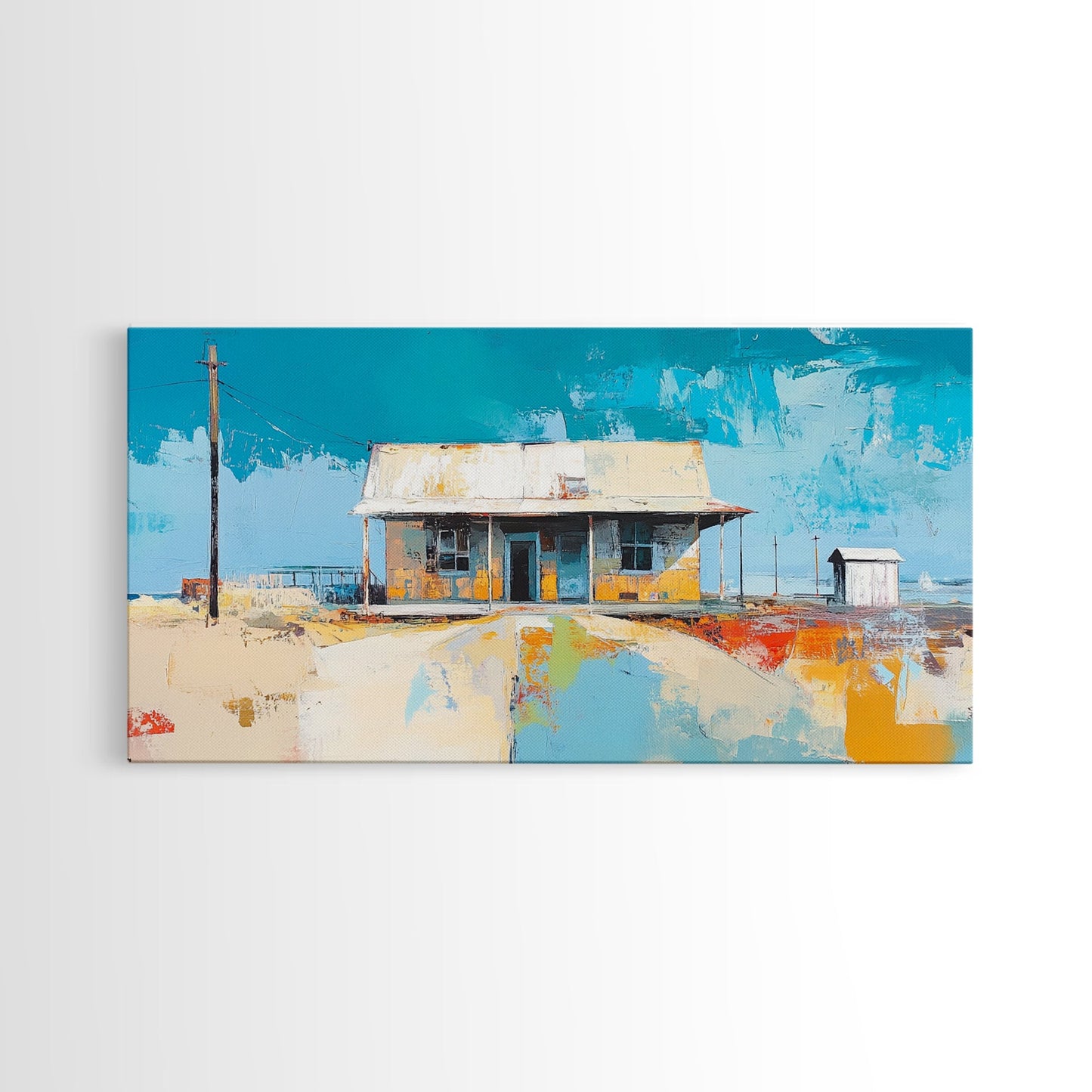 Desert House Art, Wandkunst im Südwest-Stil, rustikale Dekoration, Boho-Kunst, Bauernhauskunst, Küstenmalerei, gerahmter Leinwanddruck