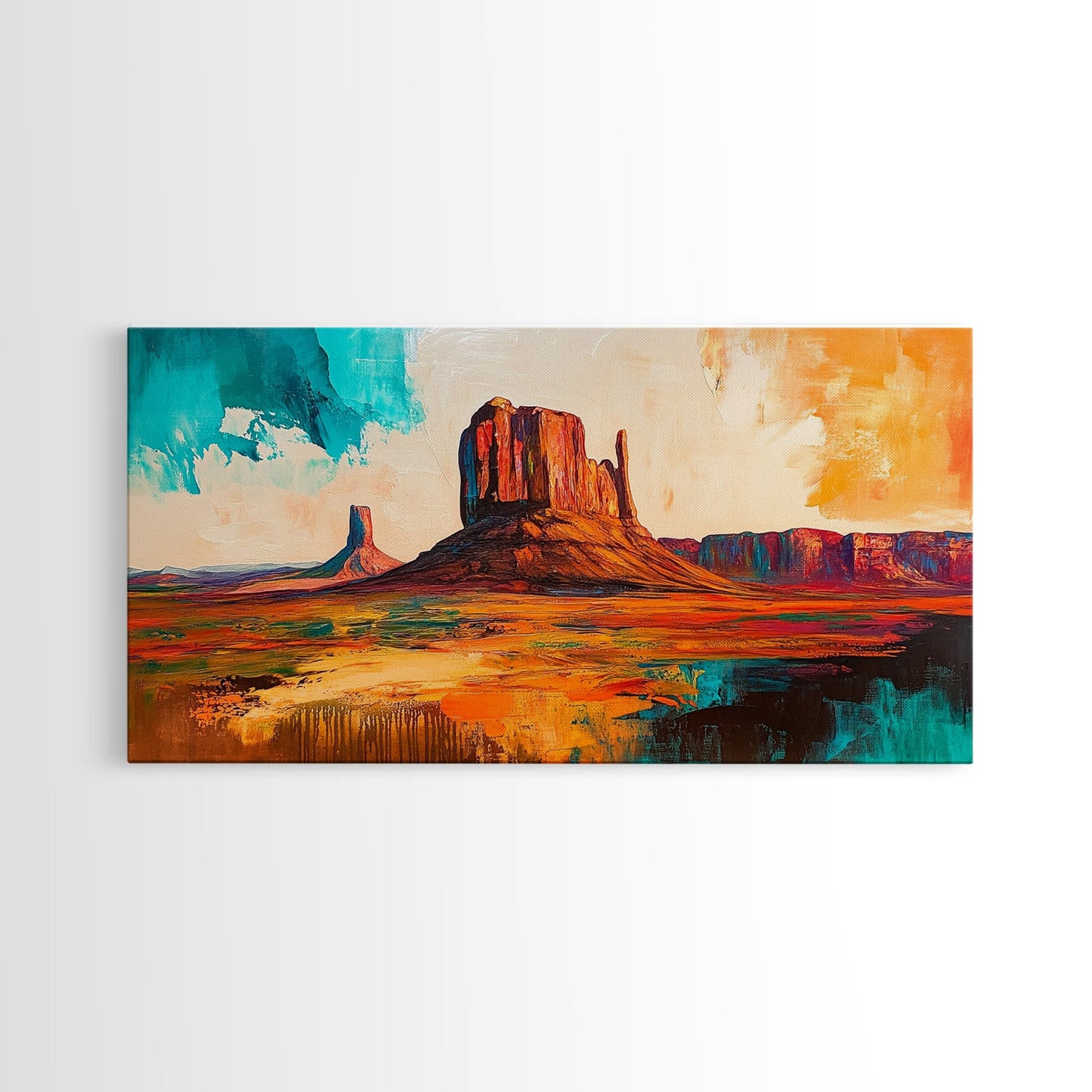 Südwestliche Landschaft, Joshua-Baum-Kunst, Wüstenmalerei, Wandkunst aus dem Südwesten, gerahmter Leinwanddruck, Berglandschaft, rustikale Wandkunst