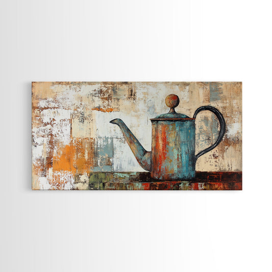 Antique coffee pot, rustic kitchen art, framed canvas print, coffee wall art, farmhouse decor, rustic wall art, vintage print