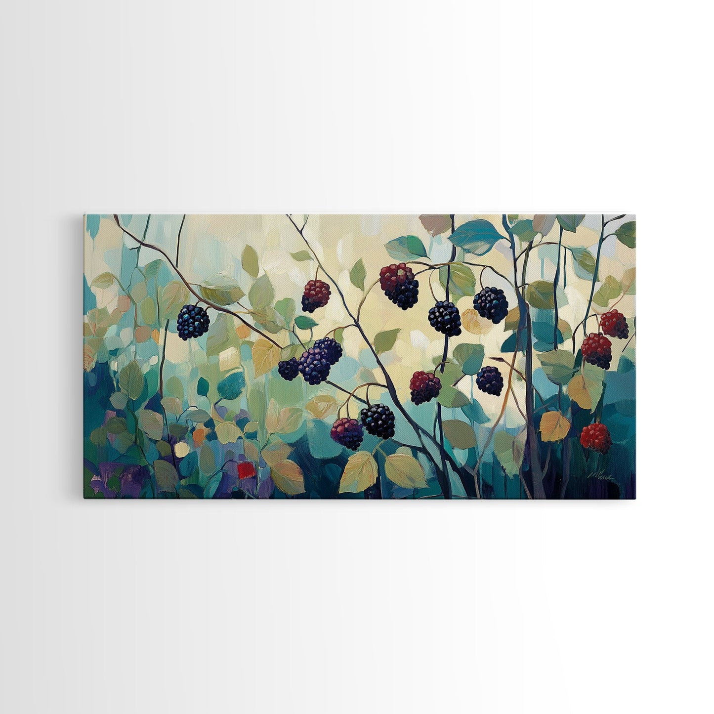 Brombeeren, Sommerbeeren, Leinwanddruck, botanische Drucke, Wandbild „Früchte des Geistes“, Wildblumenbild, Küchenbild