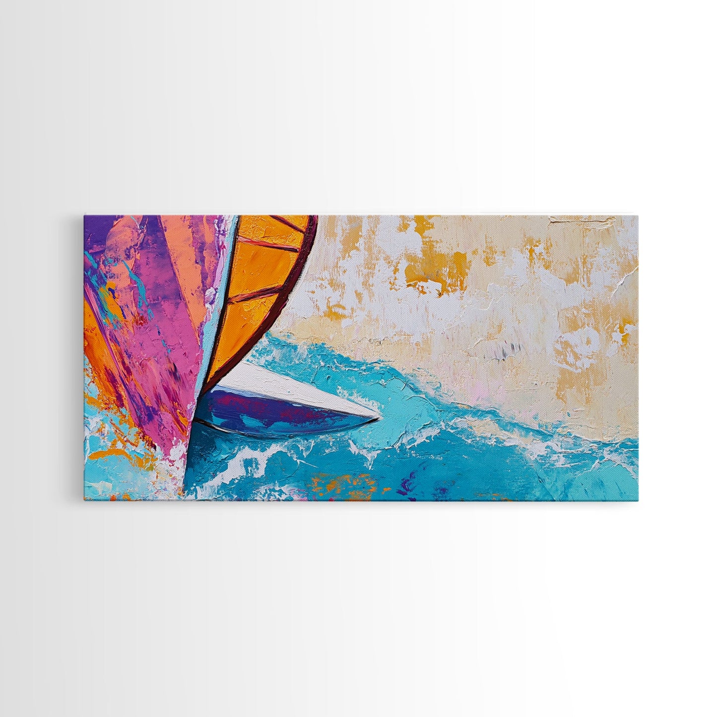 Sailboat Painting, Coastal Art, Nautical Decor, Canvas Print, Surf Wall Art, Ocean Art, Coastal Cowgirl Wall Art, Seascape Painting