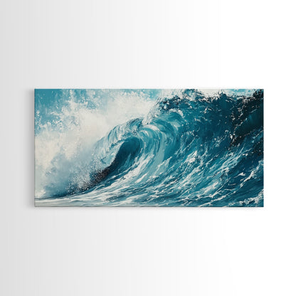 Meereswellenkunst, Seestückmalerei, Küstendekoration, Nautische Wandkunst, Geschenkidee für Strandhäuser, Blau-grüne Wandkunst, Gerahmter Leinwanddruck