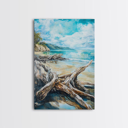 Beach, coastal painting, ocean painting, landscape painting, framed canvas print, lake Tahoe art, nautical wall art, beach house decor