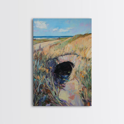 Coastal Landscape, Ireland painting, countryside decor, farmhouse art, blue and green wall art, framed canvas print, landscape painting