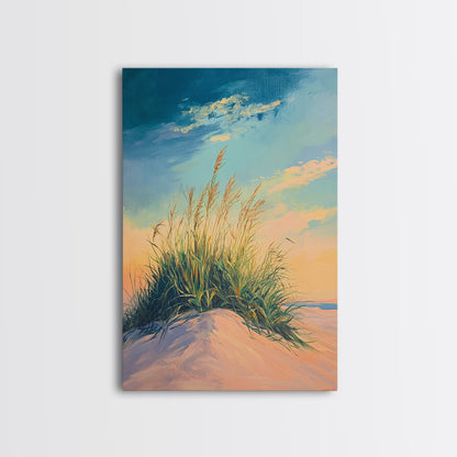 Beach Dune Painting, Coastal Landscape Art, Nautical Wall Art, Nature Wall Decor, Wabi Sabi Art, Framed Canvas Print, Bedroom Wall Art