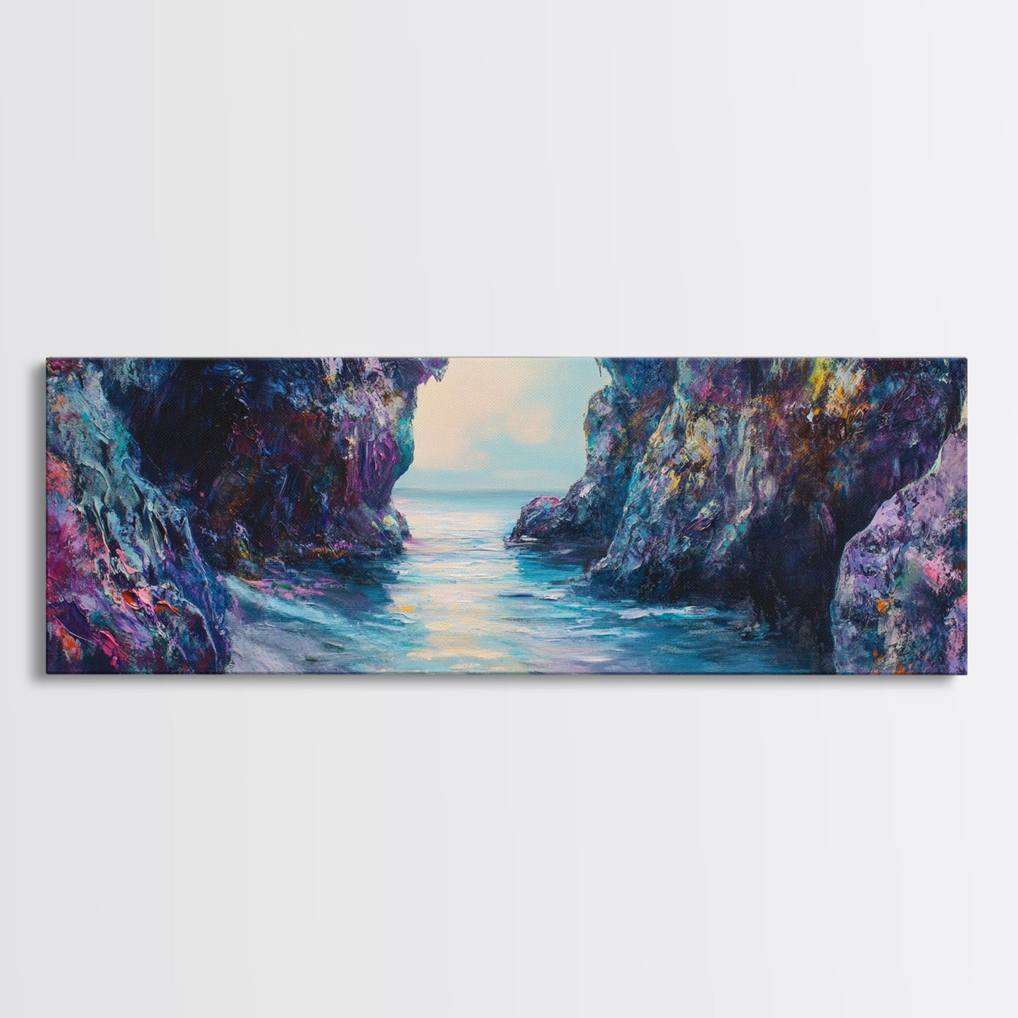 Enchanted Ocean Cave Canvas Print Mystical Coastal Wall Art Vibrant Seascape Home Decor Living Room Nature Lover Gift