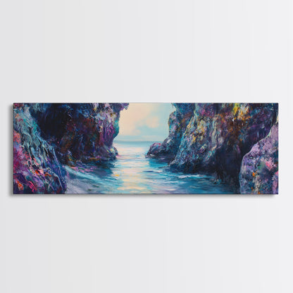 Enchanted Ocean Cave Canvas Print Mystical Coastal Wall Art Vibrant Seascape Home Decor Living Room Nature Lover Gift