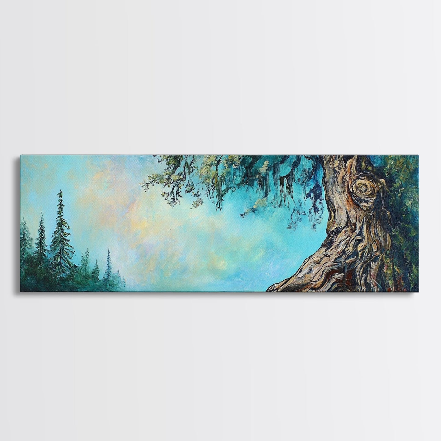 Ancient Tree Serenity Canvas Print Majestic Nature Painting Mystical Forest Art Peaceful Landscape Large Wall Art Living Room