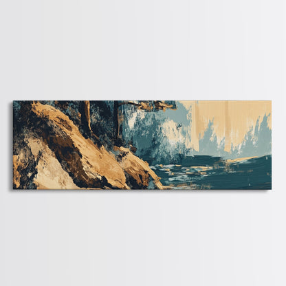 Coastal Landscape, Abstract Seascape, Textured Painting, Framed Canvas Print, Ocean Wall Art, Beach Decor, Living Room Art