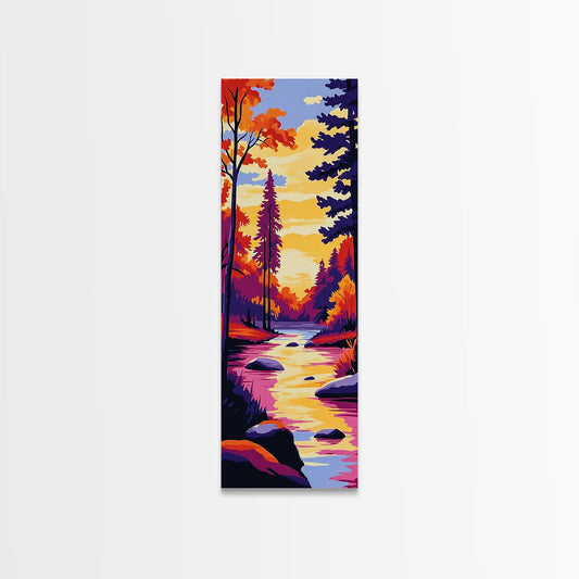 Autumn River, Forest Wall Art, Cozy Fall Decor, Nature Canvas Print, Cabin Home Art, Rustic Living Room Decor, Landscape Art