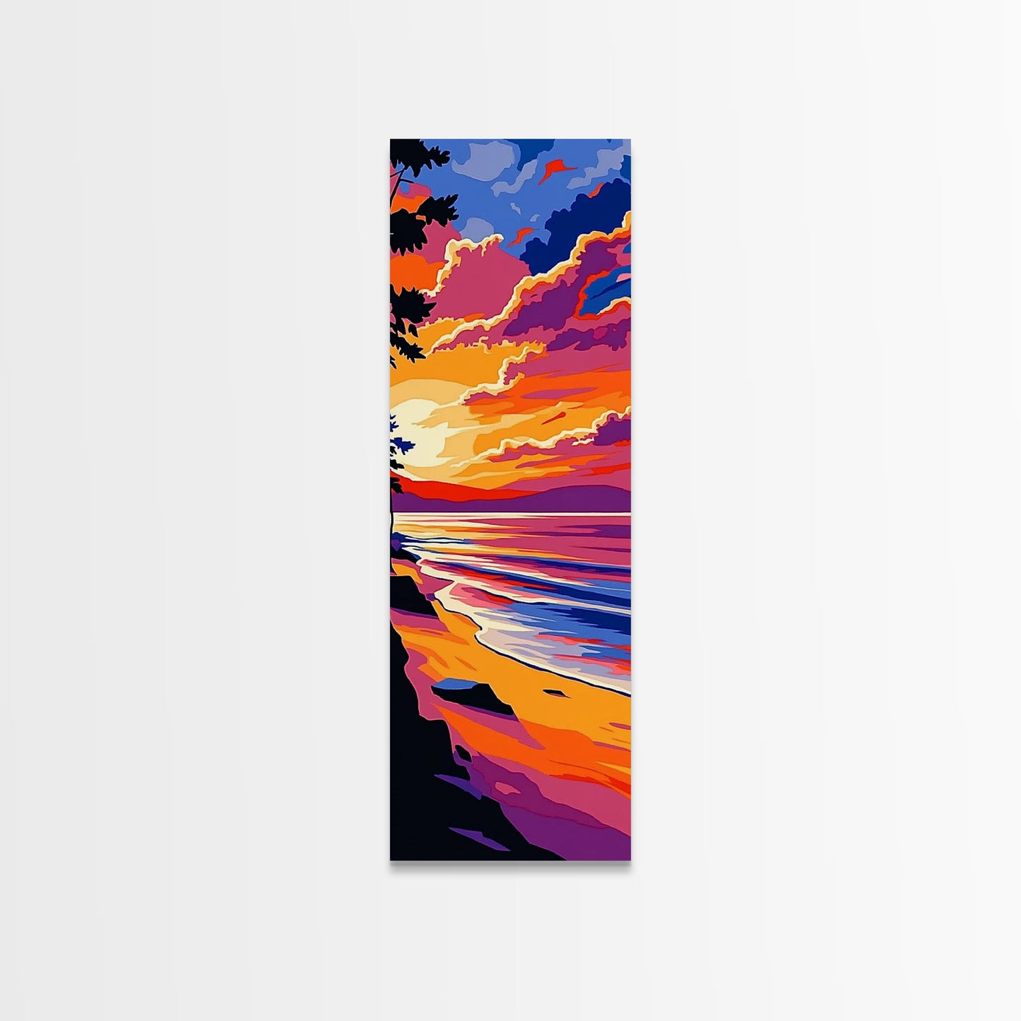 Coastal Sunset, Beach Art, Ocean View, Framed Canvas Print, Vibrant Seascape, Warm Summer Aesthetic, Living Room Art, Minimalist