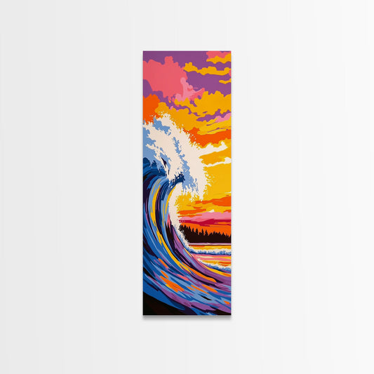 Surf Wave, Sunset Art, Colorful Ocean, Beach Wall Art, Seascape Painting, Vibrant Decor, Coastal Home, Modern Design, Canvas Print