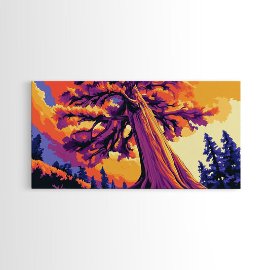 Ancient Tree, Majestic Nature Art, Vibrant Forest, Autumn Colors, Scenic Landscape, Wilderness Wall Art, Boho Home Decor, Canvas Print