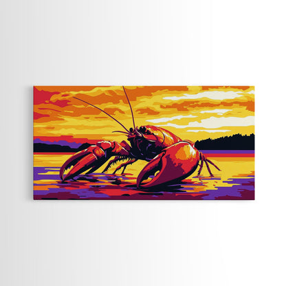 Riesenhummer, maritimes Kunstwerk, Kunst rund um Meeresfrüchte, gerahmter Leinwanddruck, Küstenwanddekoration, Gemälde mit Meeresmotiven, lebendige Meereskunst