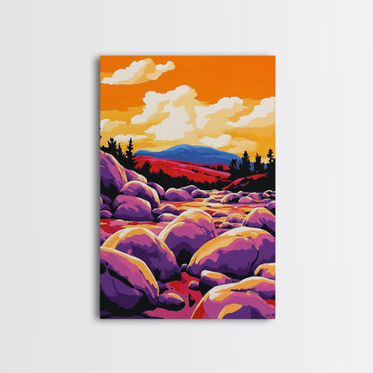 Sunset River, Nature Wall Art, Vibrant Landscape, Autumn Decor, Framed Canvas Print, Living Room Art, Bold Colors, Modern Art