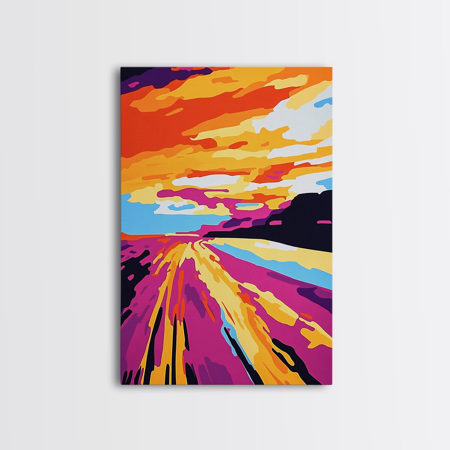 Desert Road, Sunset, Adventure, Canvas Print, Southwest Landscape, Travel Wall Art, Wanderlust Decor, Road Trip, Boho Home Style
