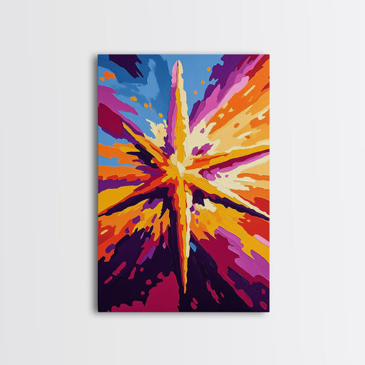 Abstract Burst, Color Explosion, Modern Art, Vibrant Wall Decor, Framed Canvas Print, Statement Art, Bold Colors, Office Aesthetic