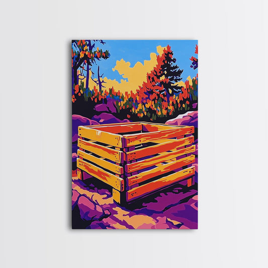 Rustic Cabin Art, Nature Wall Decor, Vibrant Forest Painting, Autumn Landscape, Colorful Lodge Art, Canvas Print, Living Room Wall Art