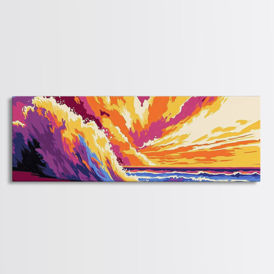 Ocean Wave, Beach Canvas Print, Vibrant Coastal Art, Tropical Wall Art, Framed Canvas Print, Surfing Decor, Colorful Seascape Painting