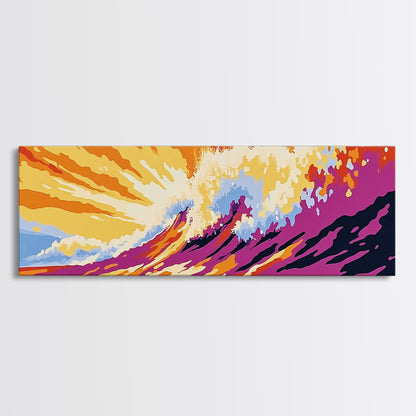 Ocean Wave, Sunset Surf, Coastal Energy, Canvas Print, Beach Wall Art, Bold Seascape, Vibrant Home Decor, Surfing Aesthetic