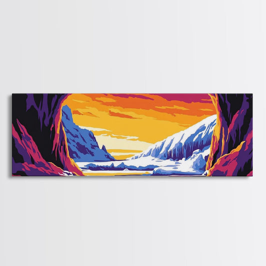 Arctic Cave, Winter Landscape, Nature Escape, Mountain Snow, Chill Tones, Adventure Vibes, Man Cave Art, Canvas Print
