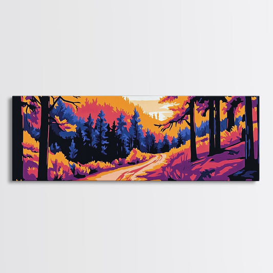 Winding Road, Colorful Forest, Nature Trail, Framed Canvas Print, Autumn Landscape Art, Rustic Home Decor, Office Wall Art, Vibrant Colors