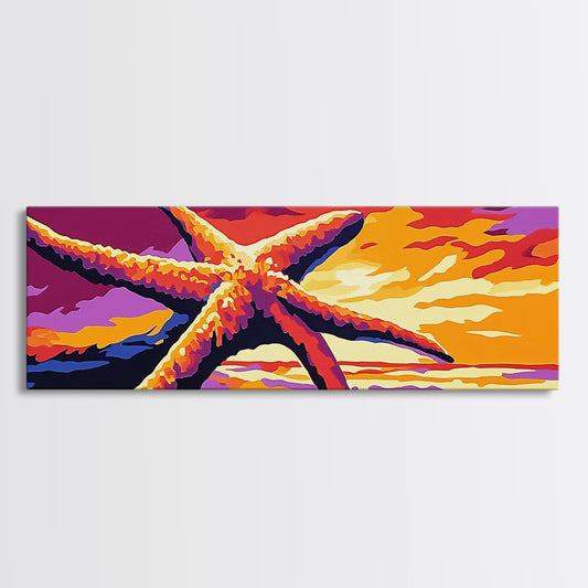 Starfish Sunset, Nautical Wall Art, Coastal Beach Decor, Ocean Scene, Canvas Print, Bold Colors, Seaside Living Room, Summer Vibes