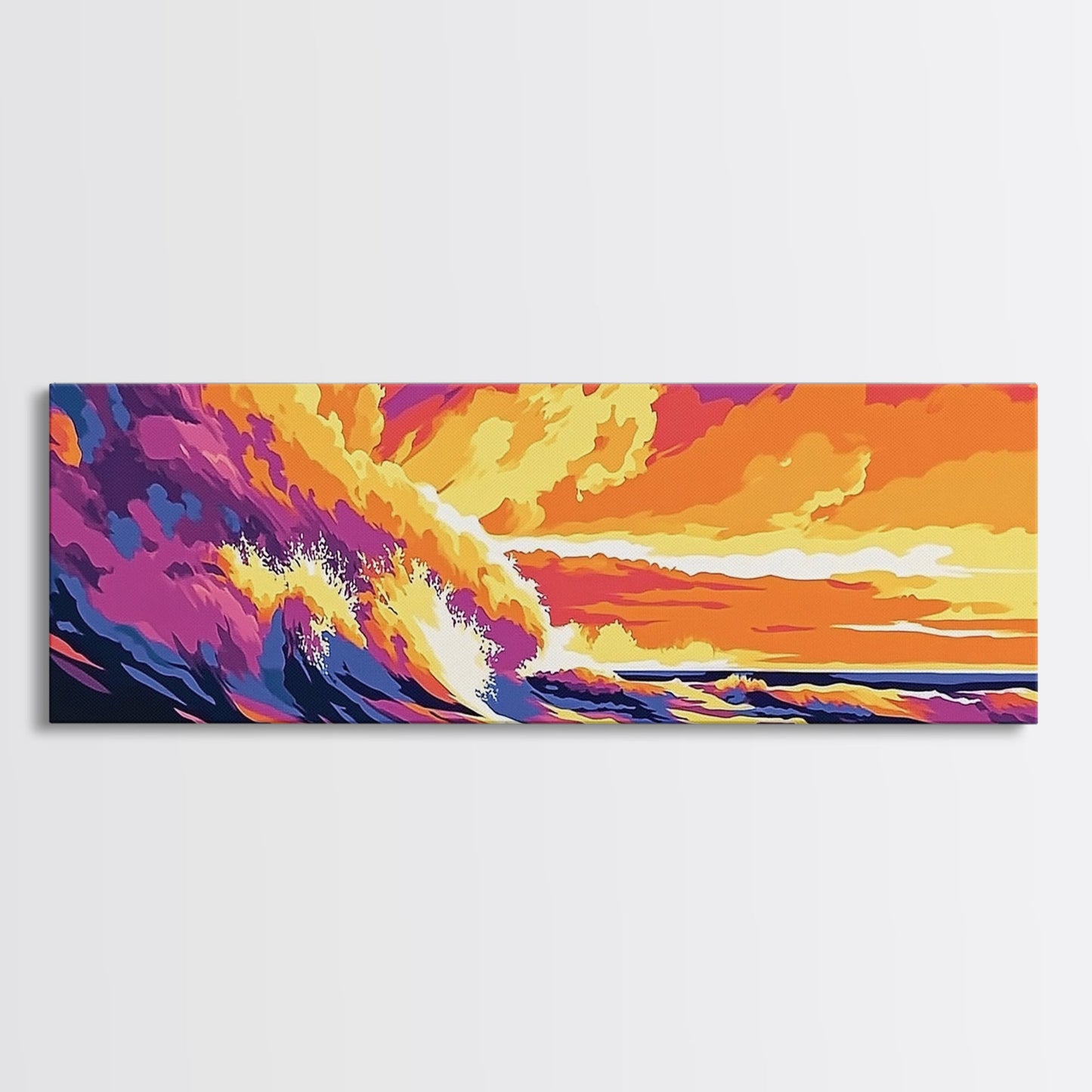 Fiery Wave, Ocean Surf Print, Beach Wall Art, Coastal Sunset, Canvas Print, Vibrant Seascape, Nautical Decor, Surfer Gift, Office Art