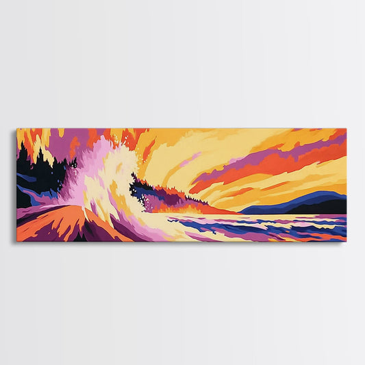 Ocean Wave, Surf Art, Coastal Home Decor, Beach Vibes, Framed Canvas Print, Tropical Wall Art, Modern Seascape, Large Wall Art