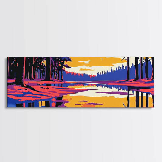 Forest Reflection, Autumn Lake, Nature Wall Art, Tranquil Scenery, Framed Canvas Print, Lodge Decor, Moody Landscape, Fall Colors