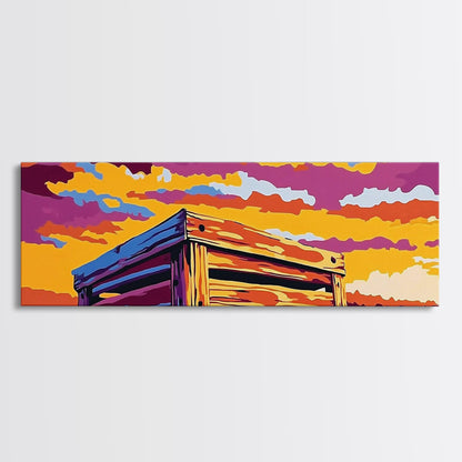 Wooden Box, Country Sunset, Canvas Print, Farmhouse Wall Art, Autumn Decor, Rustic Landscape Art, Warm Tones, Nature Wall Art