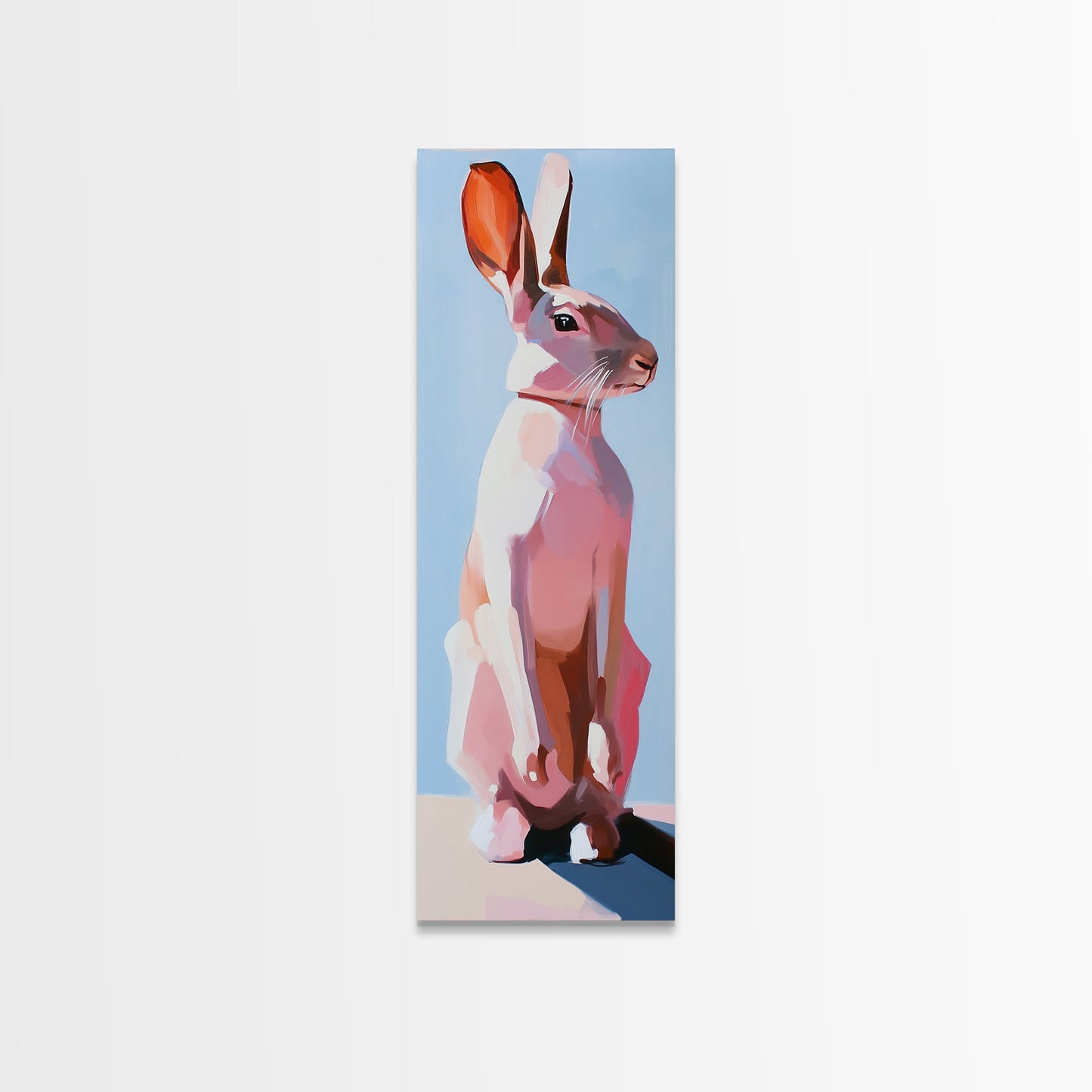 Rabbit Art, Modern Animal Decor, Pastel Bunny Painting, Minimalist Wildlife, Living Room Wall Art, Framed Canvas Print