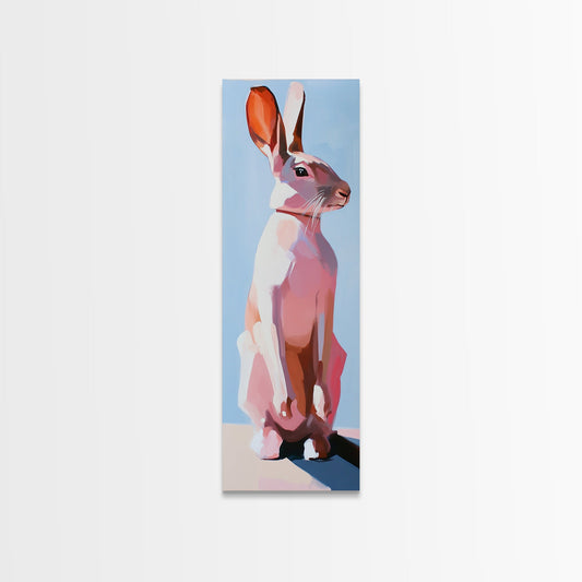 Rabbit Art, Modern Animal Decor, Pastel Bunny Painting, Minimalist Wildlife, Living Room Wall Art, Framed Canvas Print
