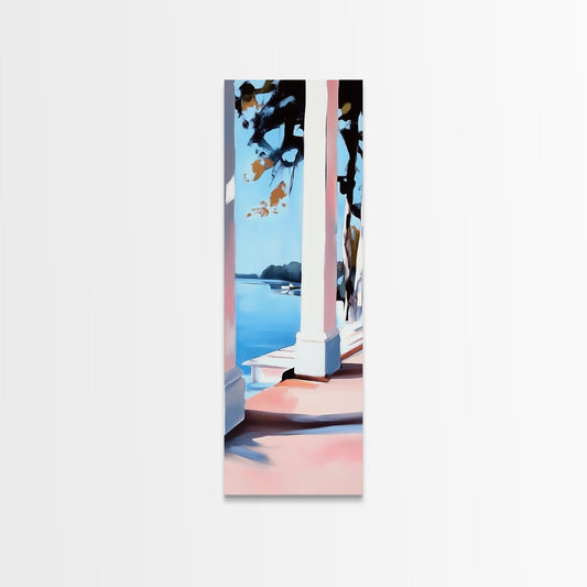 Porch View, Lake House Art, Waterfront Scene, Tranquil Retreat, Framed Canvas Print, Summer Vibes, Cottagecore Wall Art, Bedroom Decor