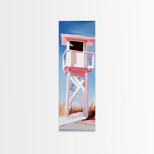 Lifeguard Tower, Beach House Art, Coastal Minimalism, Summer Seascape, Canvas Print, Nautical Theme, Modern Wall Art, Living Room Decor