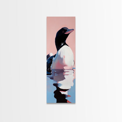 Loon, Water Bird, Wildlife, Nature Wall Art, Cabin Decor, Lake House Art, Animal Portrait, Minimalist Painting, Canvas Print
