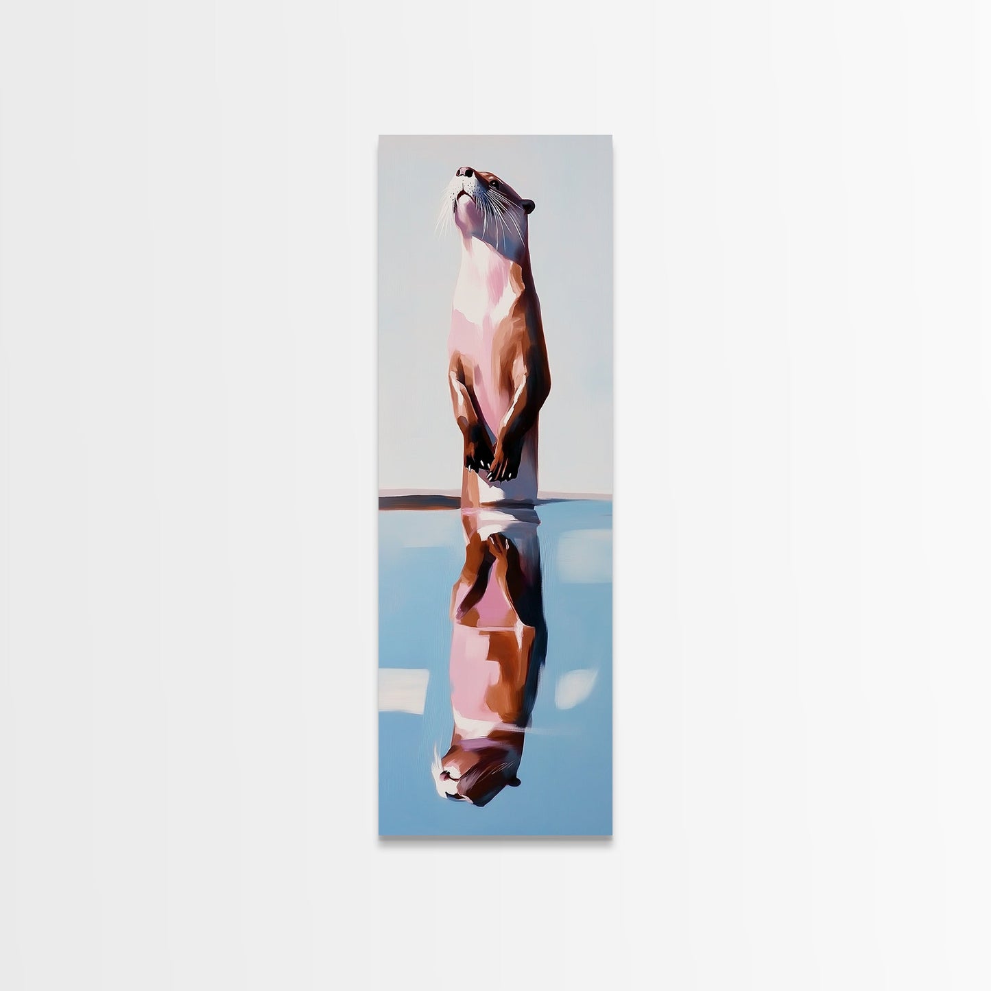 Otter Reflection, Wildlife Art, Nature Photography, Cute Animal, Minimalist Art, Boho Style, Unique Gift, Canvas Print