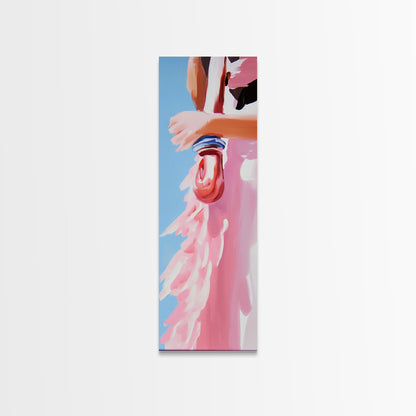 Pink Rope, Nautical Charm, Coastal Decor, Canvas Print, Boho Wall Art, Minimalist Painting, Ocean Art, Pastel Tones, Gift, Blue