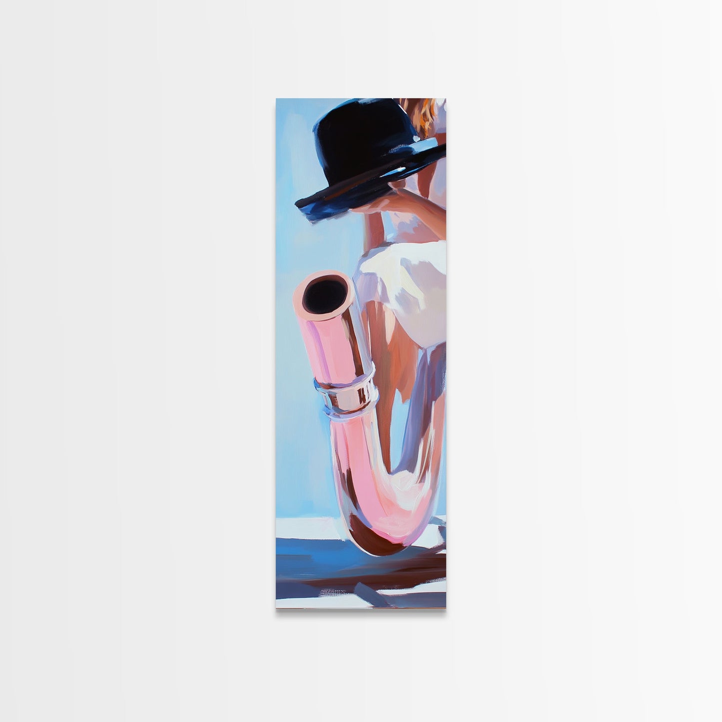 Saxophone, Jazz Music, Artistic Musician Art, Modern Wall Decor, Chic Abstract Painting, Music Room Accent, Framed Canvas Print