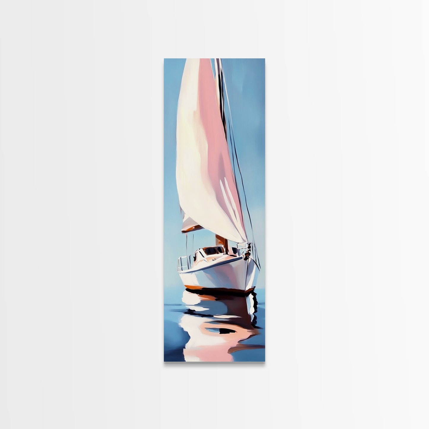 Sailboat Reflection, Nautical Painting, Coastal Wall Art, Canvas Print, Ocean Lover Gift, Modern Seascape, Beach House Decor