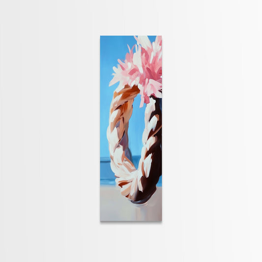 Floral Wreath, Boho Chic Art, Soft Pastel Flowers, Feminine Wall Decor, Spring Inspired Painting, Bedroom Framed Canvas Print