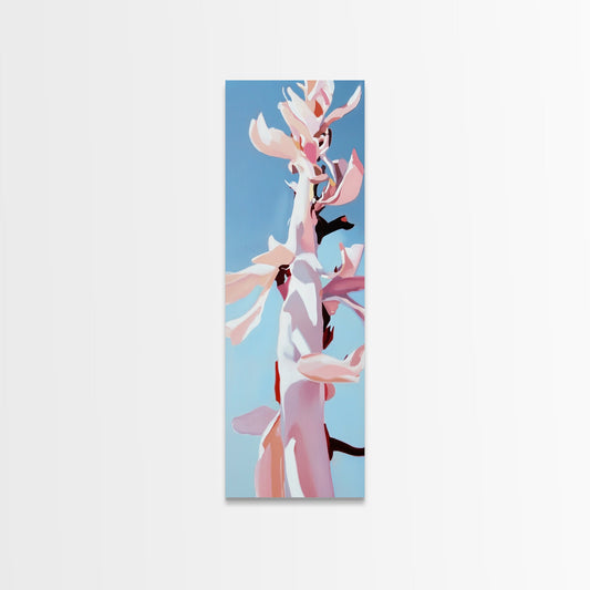 Pink Bloom, Floral Wall Art, Botanical Print, Framed Canvas Print, Modern Aesthetic, Minimalist Decor, Bedroom Art, Boho Artwork