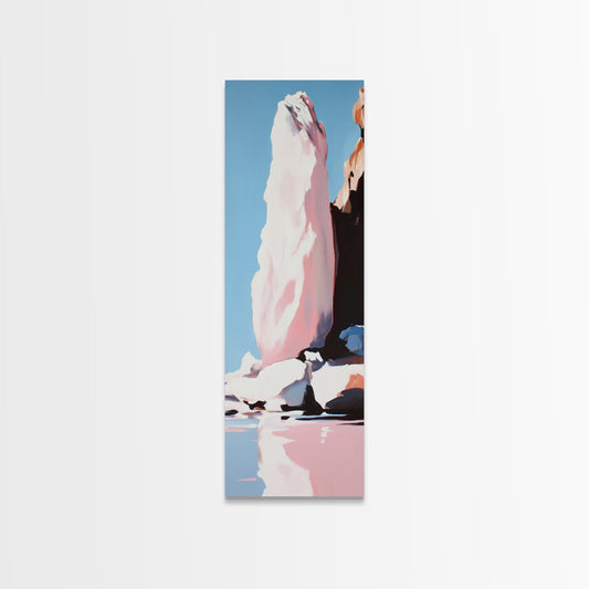 Iceberg, Arctic, Frozen Landscape, Blue, White, Modern Home Art, Minimalist, Winter, Living Room, Office, Framed Canvas Print