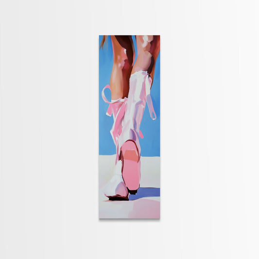 Pink Cowboy Boots, Western Aesthetic, Fashion Art, Canvas Print, Cowgirl Wall Art, Feminine Decor, Boho Style, Chic Bedroom Artwork