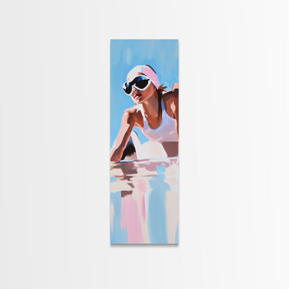 Ski Girl, Winter Adventure, Sporty Aesthetic, Snowy Mountain Art, Outdoor Enthusiast Gift, Framed Canvas Print, Modern Wall Decor